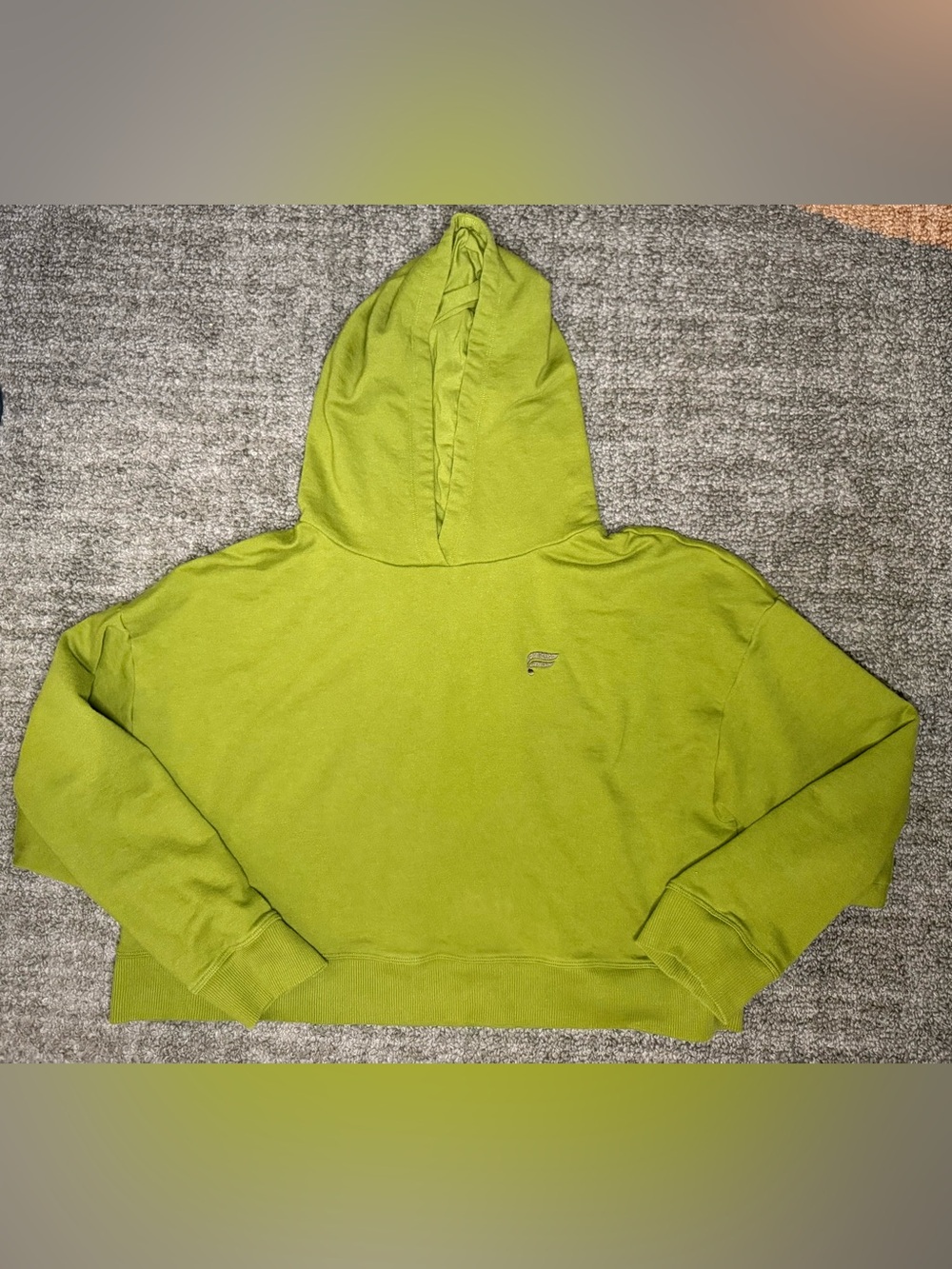 Fabletics Green Cropped Hoodie Sweatshirt